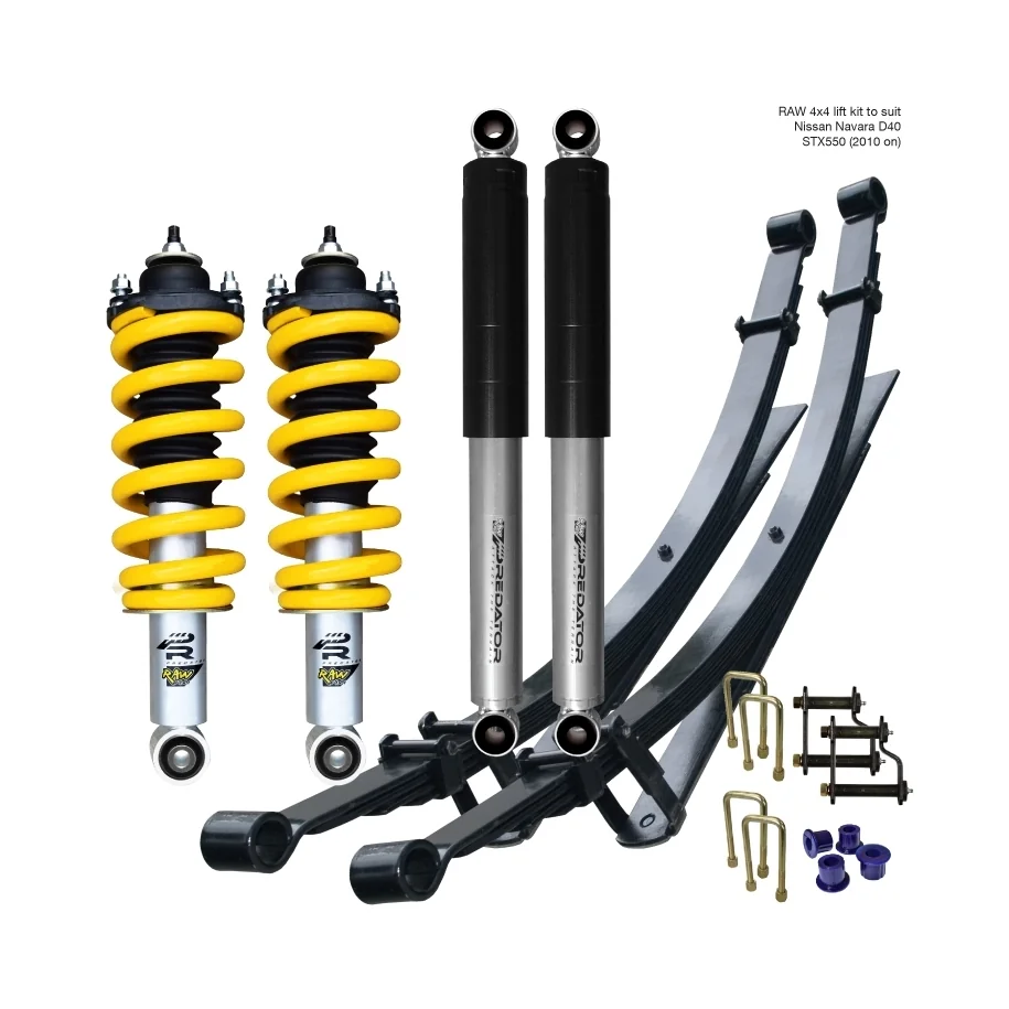 NISSAN NAVARA D40 STX550 (2010 ON) - RAW PREDATOR LIFT KIT - PREASSEMBLED STRUTS