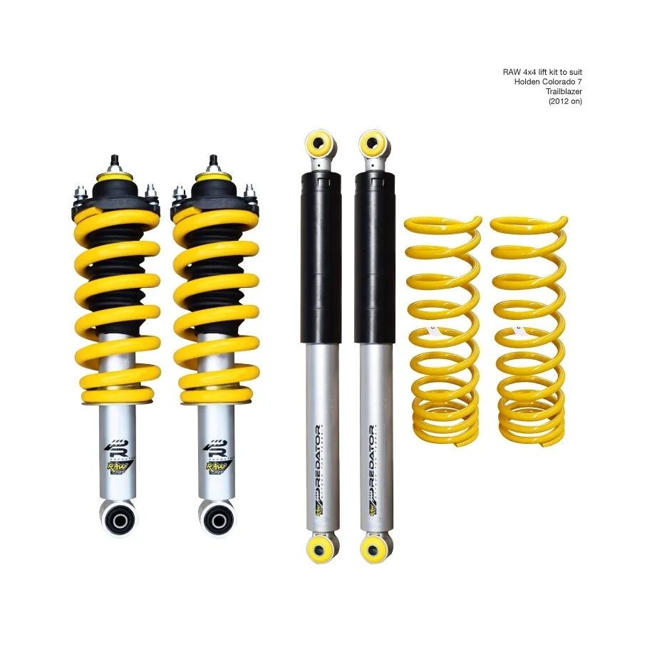 HOLDEN COLORADO 7 TRAILBLAZER (2012 ON) - RAW PREDATOR LIFT KIT - PREASSEMBLED STRUTS