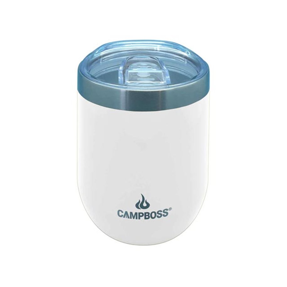 CAMPBOSS by All 4 Adventure 12oz Wine Tumbler-White (Each) - CB-BOSSWINETUMBLER-WHITE